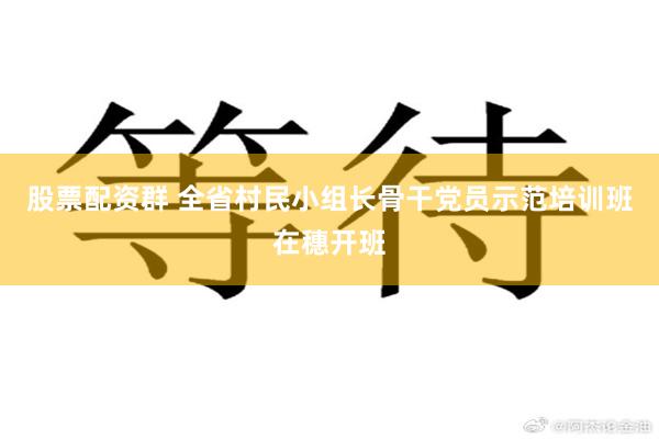 股票配资群 全省村民小组长骨干党员示范培训班在穗开班