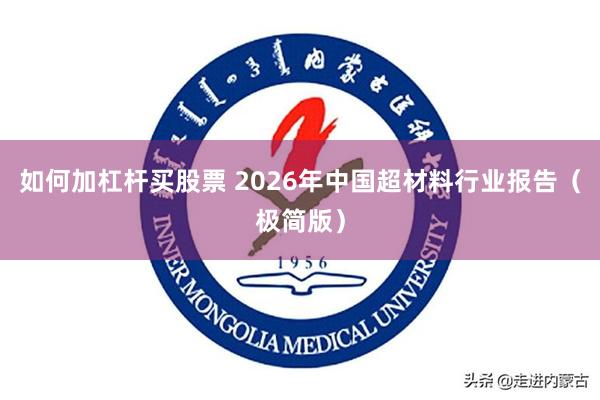 如何加杠杆买股票 2026年中国超材料行业报告（极简版）